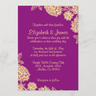 Invitations Élégantes De Mariage Purple Et Or