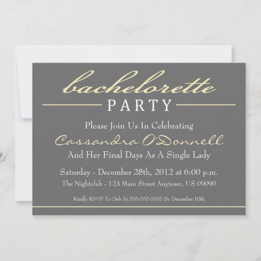 Invitations élégantes de partie de Bachelorette (Devant)