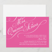 Invitations Élégantes de Quinceanera à la rose Cha (Devant / Derrière)