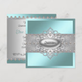 Invitations élégantes de Quinceanera Bleu Turquois (Devant / Derrière)