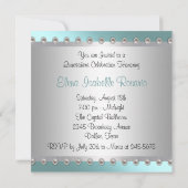 Invitations élégantes de Quinceanera Bleu Turquois (Dos)