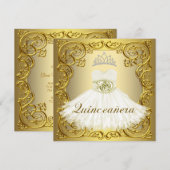 Invitations élégantes de Quinceanera Or Blanc (Devant / Derrière)