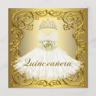 Invitations élégantes de Quinceanera Or Blanc