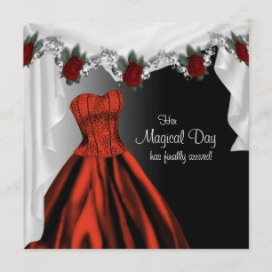 Invitations élégantes de Quinceanera Rose Rouge