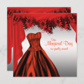 Invitations élégantes de Quinceanera Rouge (Devant / Derrière)