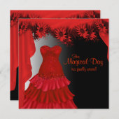 Invitations élégantes de Quinceanera Rouge (Devant / Derrière)