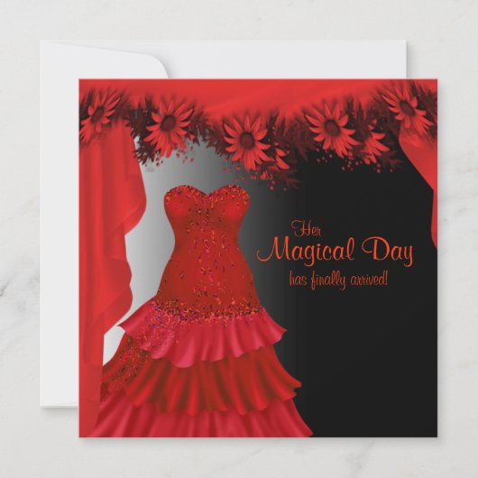 Invitations élégantes de Quinceanera Rouge (Devant)