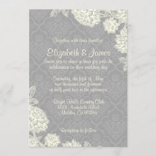 Invitations élégantes de Silver Mariage damassé