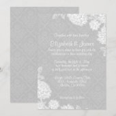 Invitations élégantes de White Mariage damassé (Devant / Derrière)