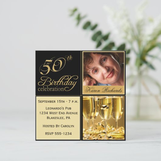 Invitations élégantes du 50e anniversaire (Debout devant)