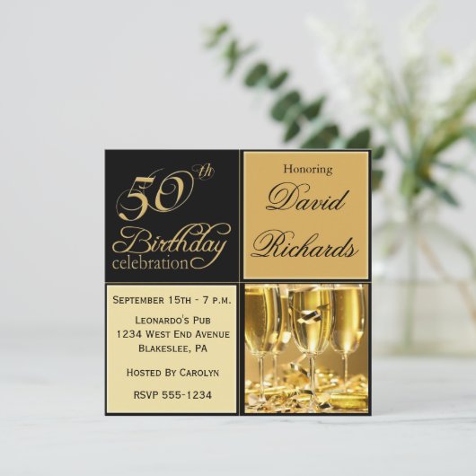 Invitations élégantes du 50e anniversaire (Debout devant)