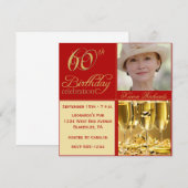 Invitations élégantes du 60e anniversaire (Devant / Derrière)