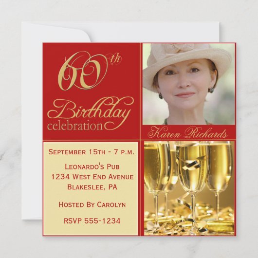 Invitations élégantes du 60e anniversaire (Devant)