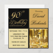 Invitations élégantes du 90e anniversaire (Devant / Derrière)