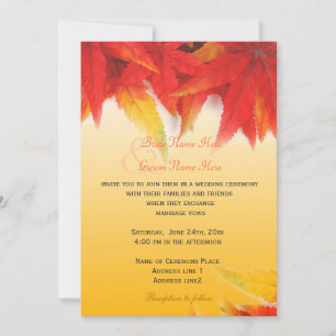 Invitations élégantes et jolies mariages de automn