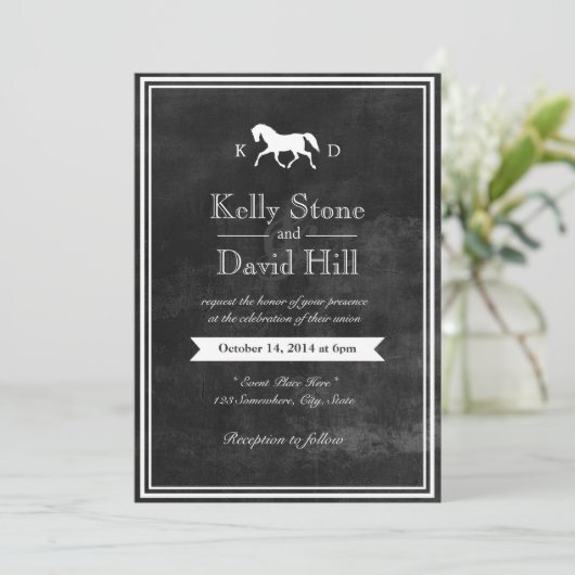 Invitations Élégantes Mariage Cheval (Debout devant)
