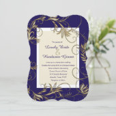 Invitations élégantes Marine et Gold Wedding (Debout devant)