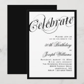 Invitations élégantes noires et cinquantième (Devant / Derrière)