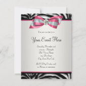 Invitations Élégantes Pink Zebra Party (Dos)