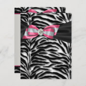 Invitations Élégantes Pink Zebra Party (Devant / Derrière)