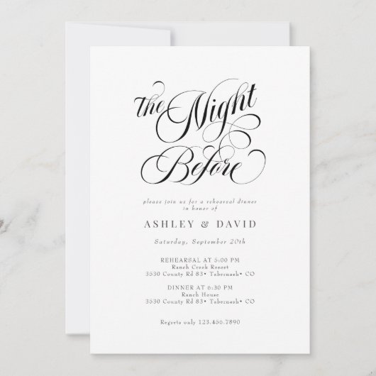 Invitations Élégantes pour le dîner de répétition (Devant)