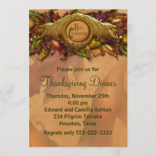 Invitations Élégantes pour le dîner de Thanksgivin