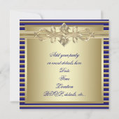 Invitations élégantes Royal Blue Gold Party (Dos)