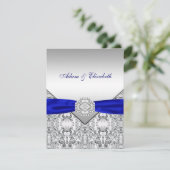 Invitations élégantes Silver et Royal Blue Wedding (Debout devant)