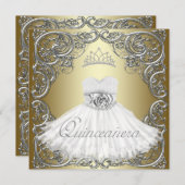 Invitations élégantes Silver Gold Quinceanera (Devant / Derrière)