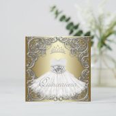 Invitations élégantes Silver Gold Quinceanera (Debout devant)