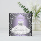 Invitations élégantes Silver Purple Quinceanera (Debout devant)