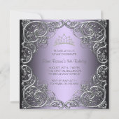 Invitations élégantes Silver Purple Quinceanera (Dos)