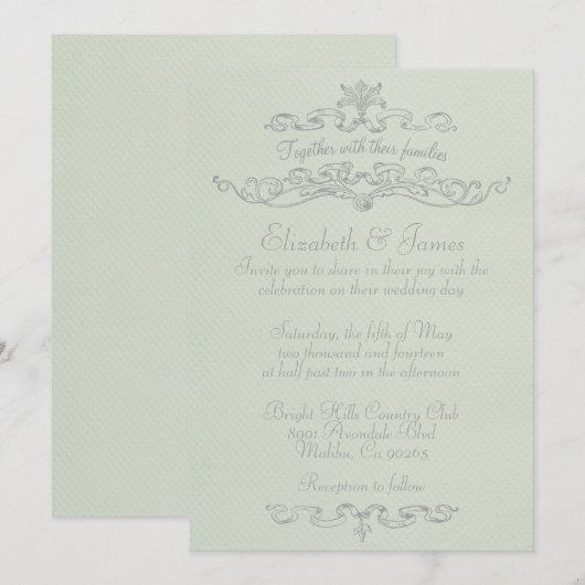 Invitations élégantes simples de mariage (Devant / Derrière)