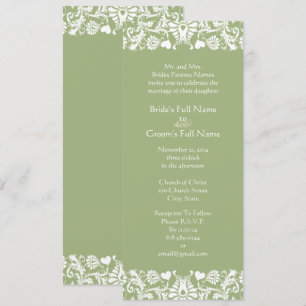 Invitations élégantes Vintage Green Mariage damass
