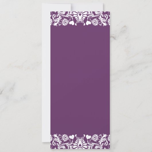 Invitations Élégantes Vintage Plum Mariage damassé (Dos)