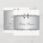 Invitations élégantes White Baby Shower (Devant / Derrière)