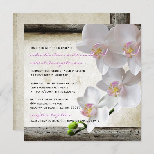 Invitations élégants chics de mariage campagnard (Devant / Derrière)