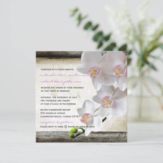 Invitations élégants chics de mariage campagnard (Debout devant)