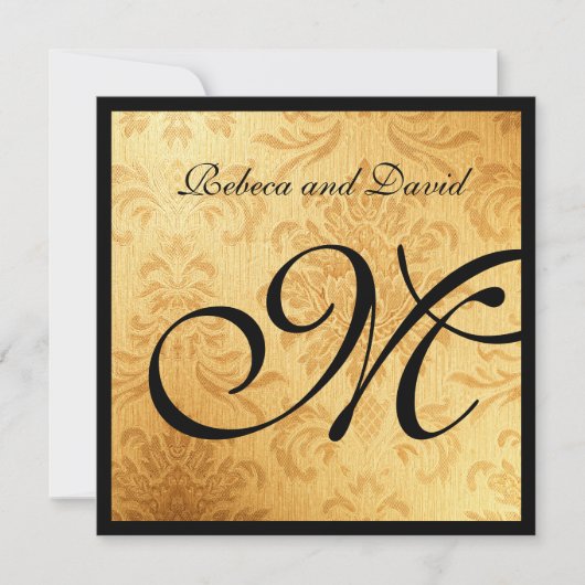Invitations élégants de mariage de monogramme d'or (Devant)