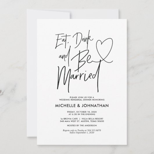 Invitations élégants modernes de dîner de (Devant)