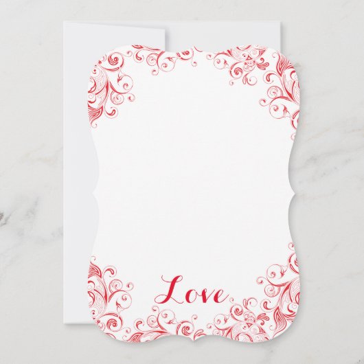 Invitations élégants rouges et blancs de mariage (Dos)