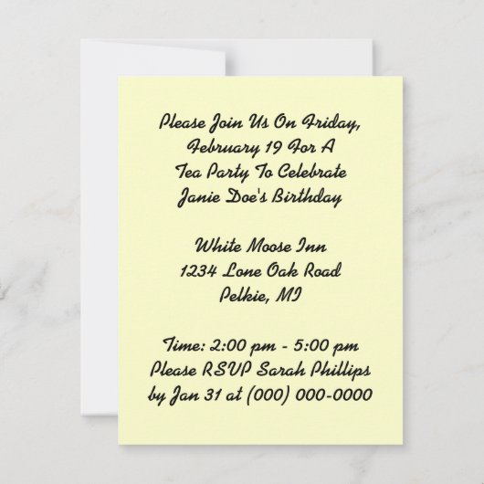 Invitations élégants vintages d'invitations de (Dos)