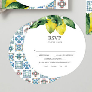 Invitations empilables de carte RSVP au citron ron