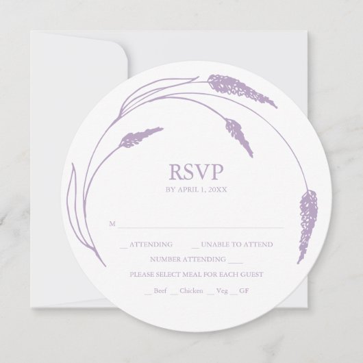Invitations empilables de carte RSVP Lavender Mono (Devant)