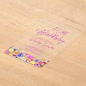 Invitations En Acrylique 100e fête d'anniversaire Fleur sauvage violet (Poser)