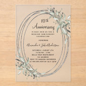 Invitations En Acrylique 10e anniversaire mariage argent vert gelé (Recto)