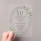 Invitations En Acrylique 10h anniversaire mariage argent vert clair (In situ (ordinateur de poche))