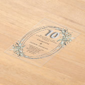 Invitations En Acrylique 10h anniversaire mariage argent vert clair (Poser)