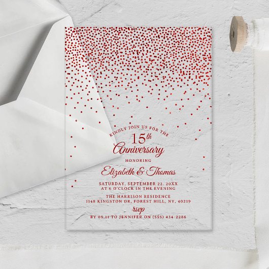 Invitations En Acrylique 15e anniversaire du Mariage de Ruby