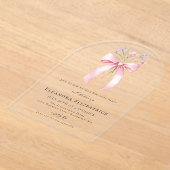 Invitations En Acrylique 18e Anniversaire de la fête de la Bow rose Fleur s (Poser)